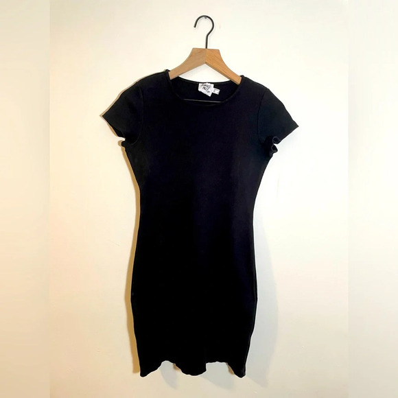 Princess Polly Dresses & Skirts - Princess Polly Organic Cotton Ribbed Classic Black Mini Dress Women’s Size 6